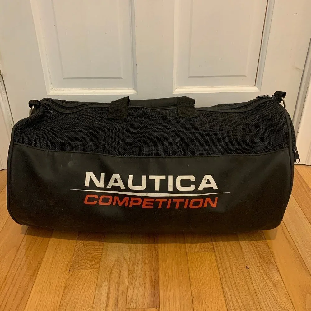 Vintage 90s Nautica Competition Duffle Gym Bag Red